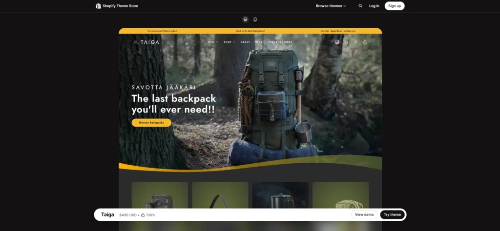 Taiga premium shopify themes