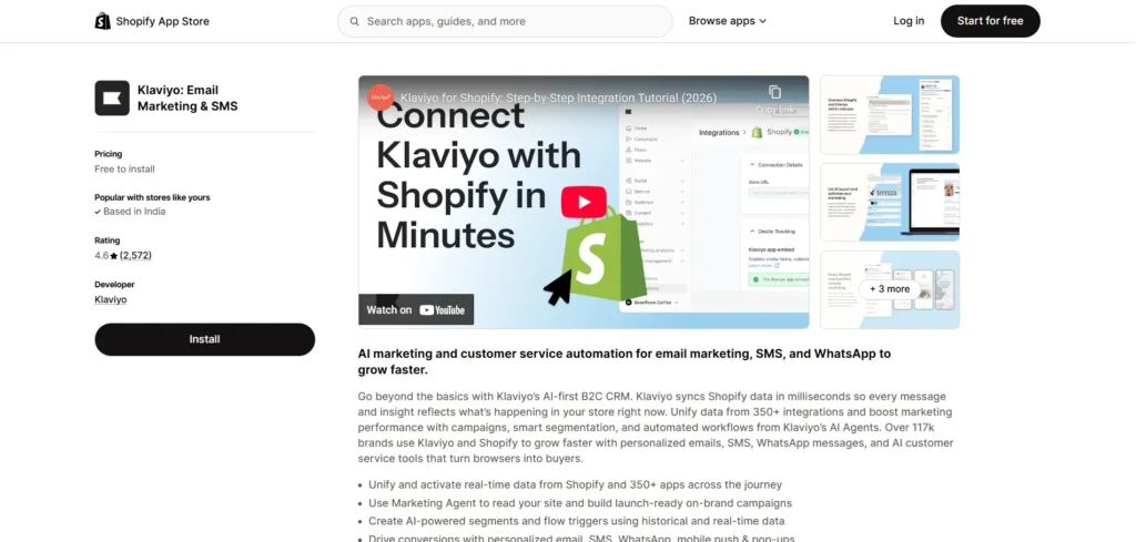 klaviyo shopify app