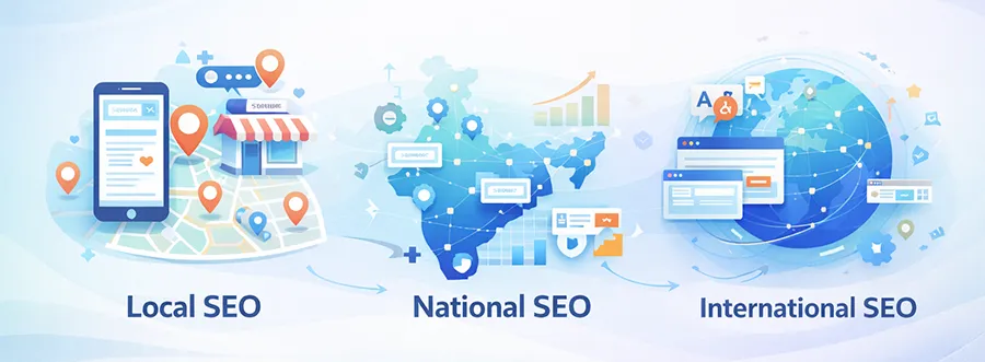 Cost analysis of Local vs National vs International SEO in Delhi